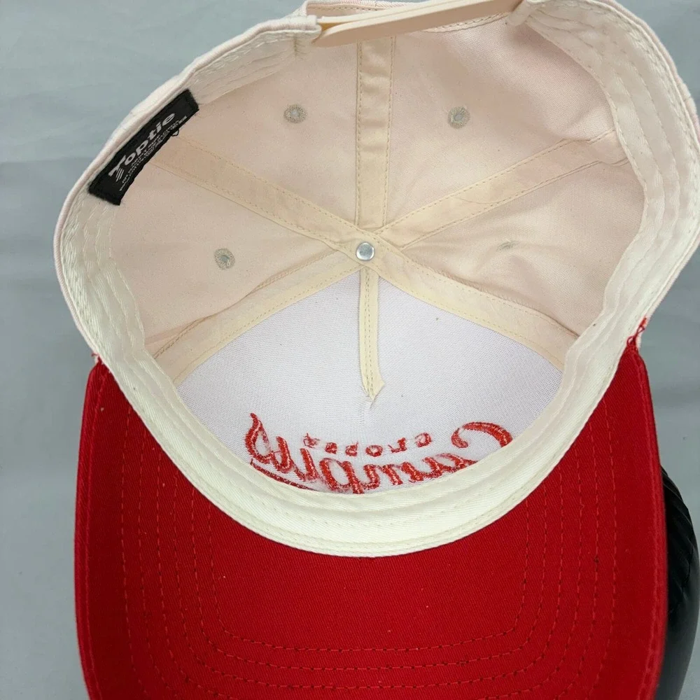 Toptie Snapback Hat Glossy Campus Mens OSFA Red Cream Embroidered Cap